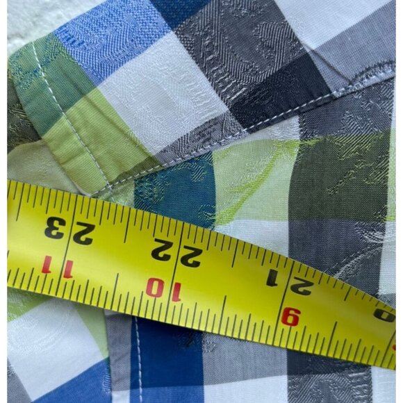 Robert Graham Mens Contemporary Fit Paisley Checkered Polo Blue Green Size 3XL - Picture 5 of 10